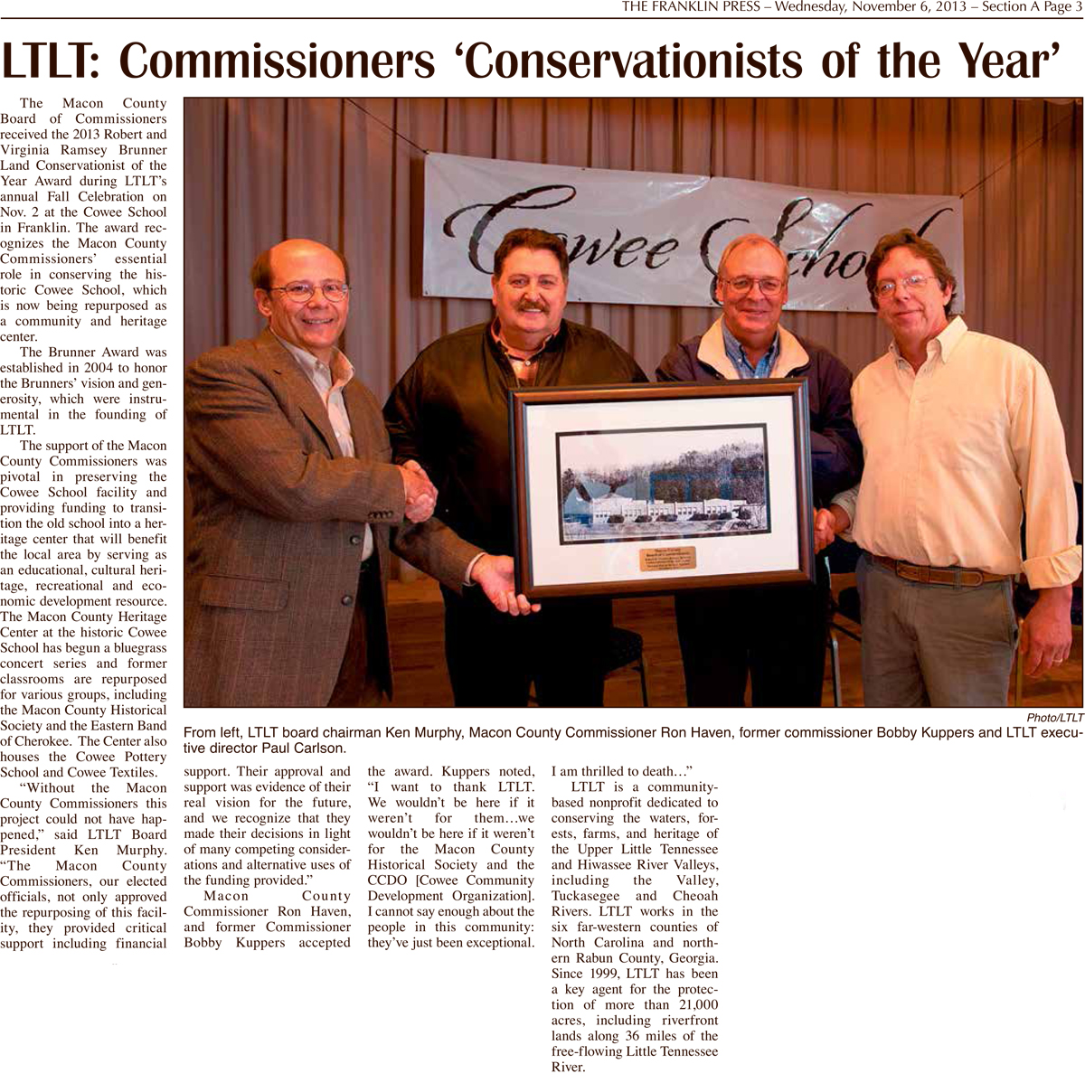 Franklin Press – LTLT: Commissioners ‘Conservationists of the Year’