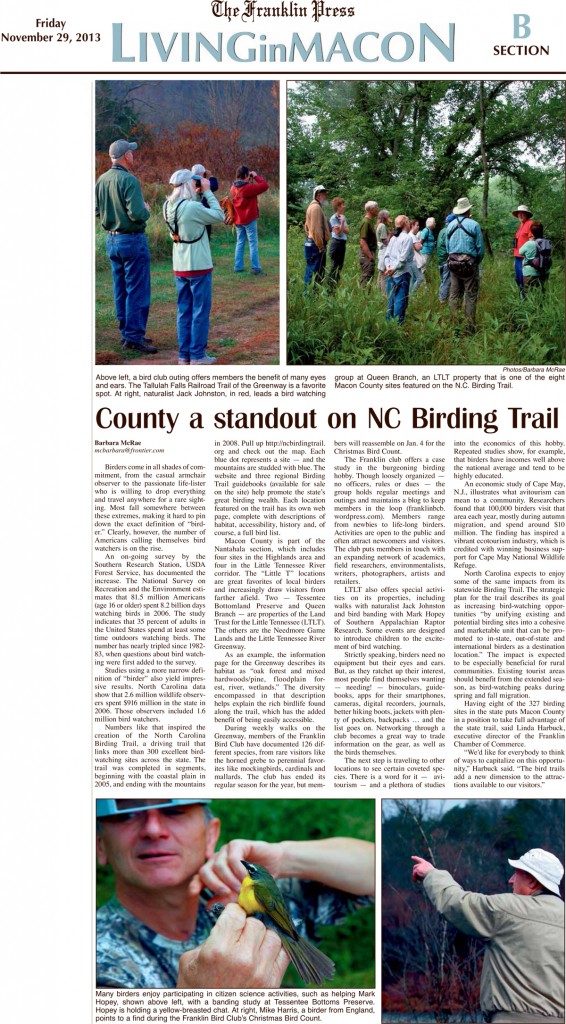 Franklin Press: County a standout on NC Birding Trail