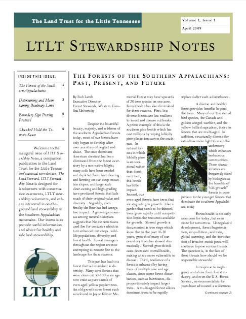 LTLT Stewardship Notes – Vol. 1, Issue 1