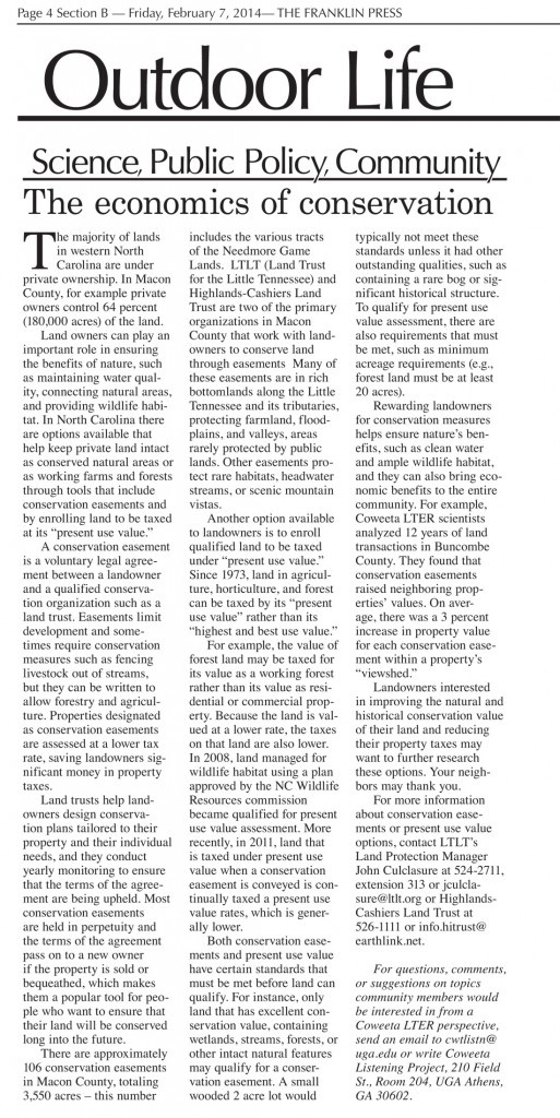Franklin Press: ‘The economics of conservation’