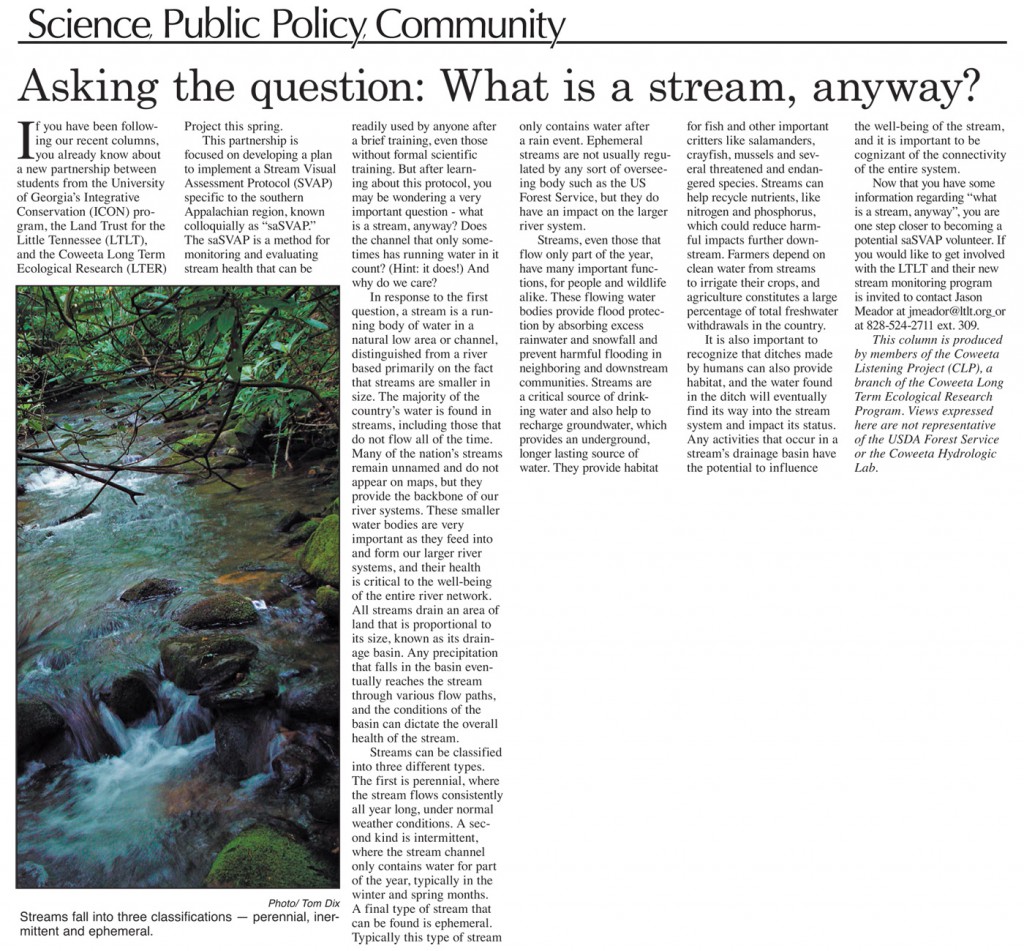 Franklin Press: ‘Asking the question: What is a stream, anyway?’