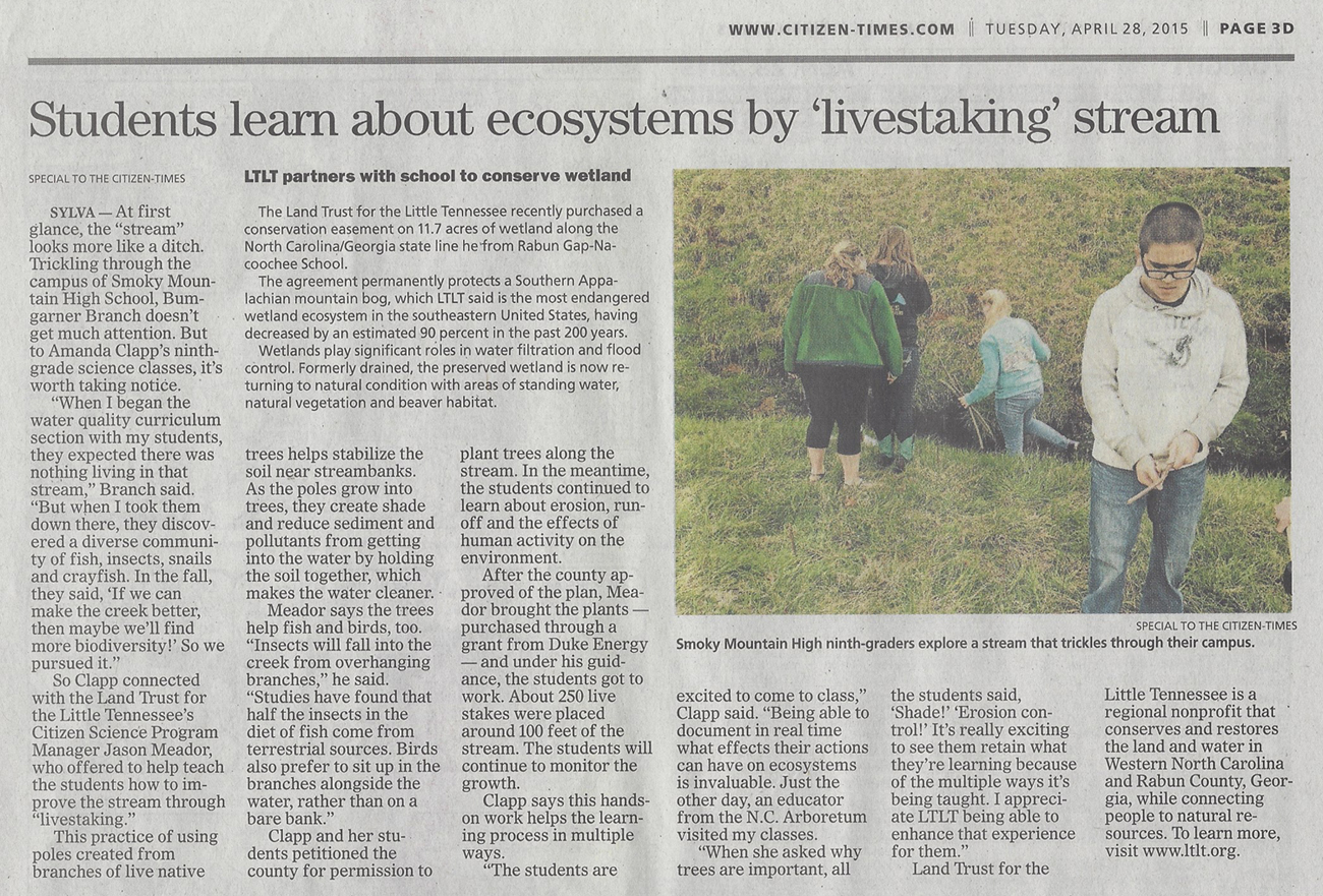 Asheville Citizen-Times: Smoky Mountain High ninth graders get ‘stake’ in future