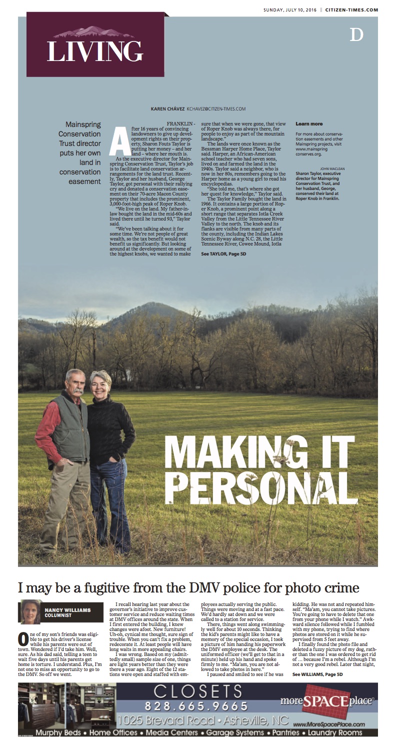 Asheville Citizen-Times: Land trust director gets personal with conservation