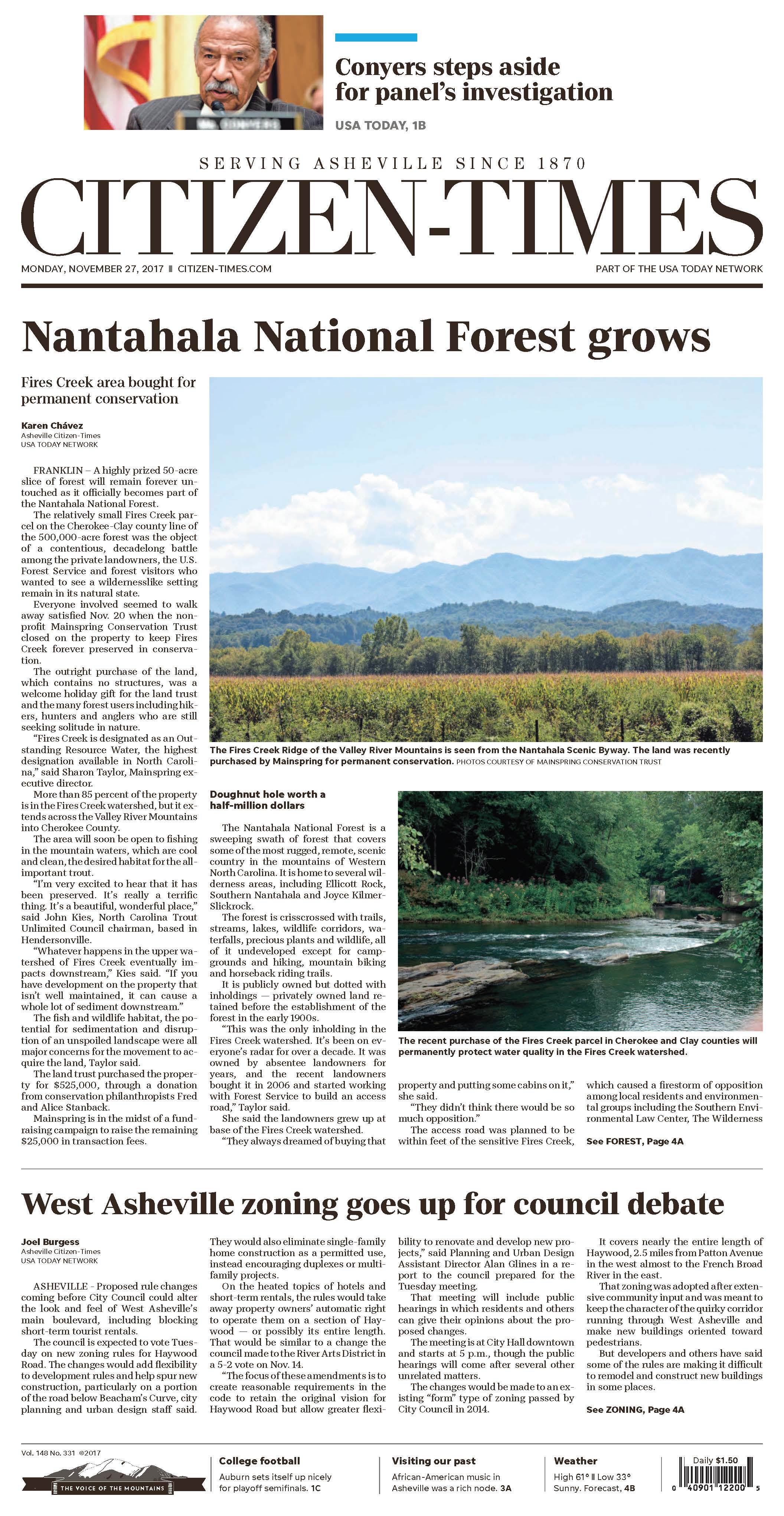 Asheville Citizen-Times: Nantahala National Forest Grows With Protected Land